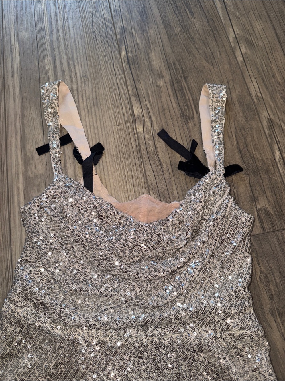 For Love & Lemons Candice Mini Dress in Silver size small - Picture 5 of 8